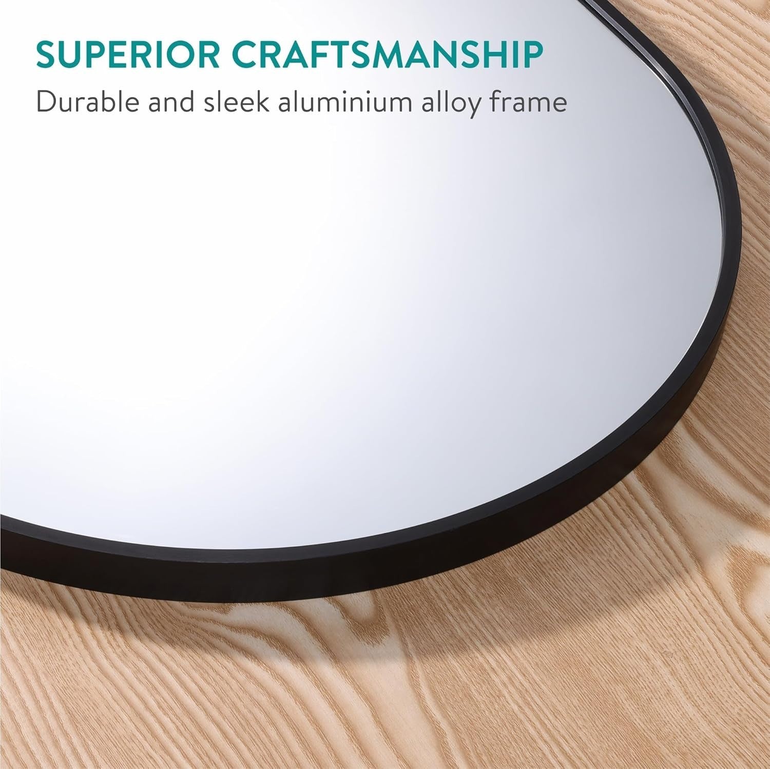 Large Oval Wall Mirror Full Length 110cm Black Frame for Bedroom Bathroom