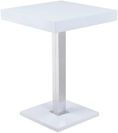 White High Gloss Square Bar Table Modern Dining Pub 80×80×110cm Furniture
