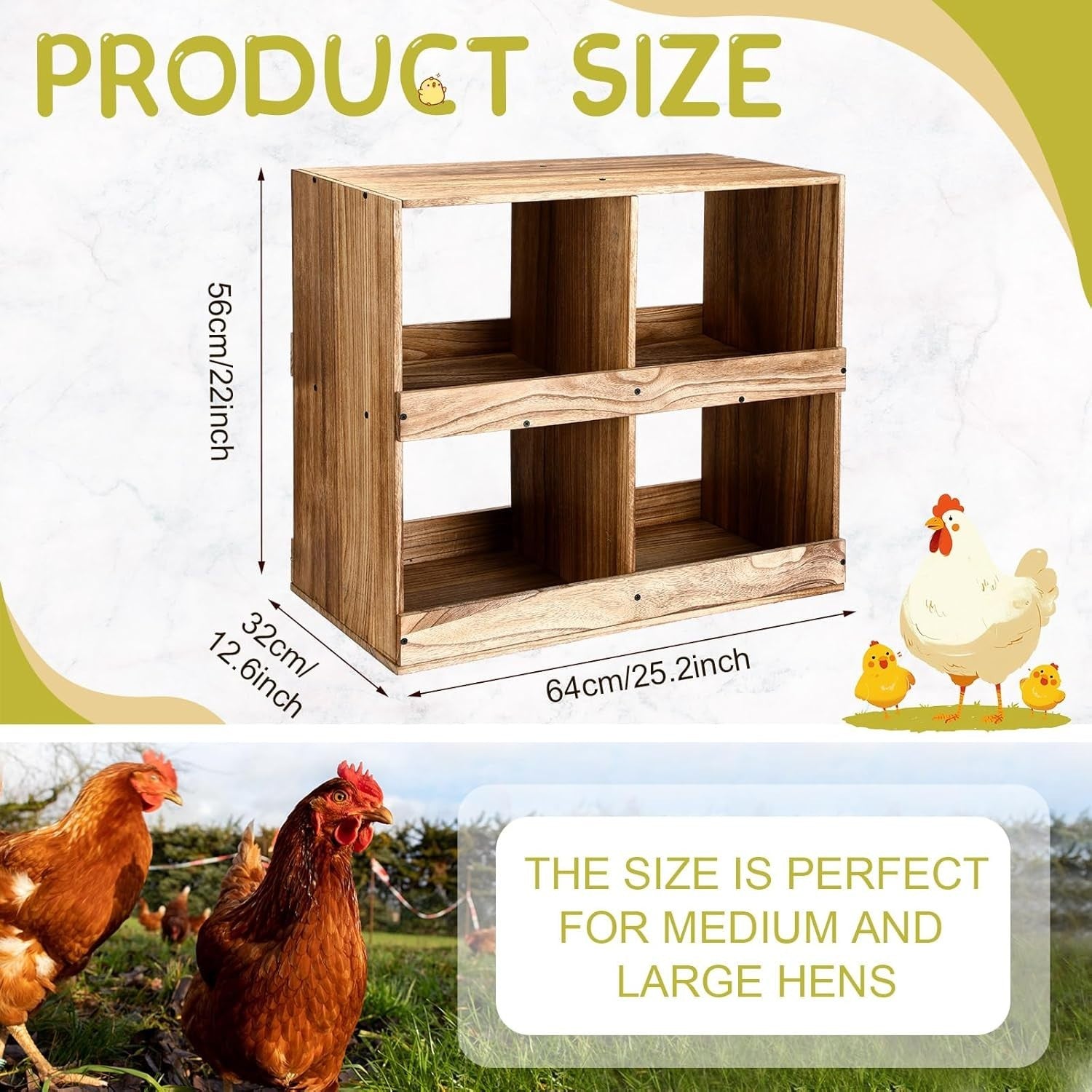 4 Compartment Wooden Chicken Nesting Boxes Easy Assembly