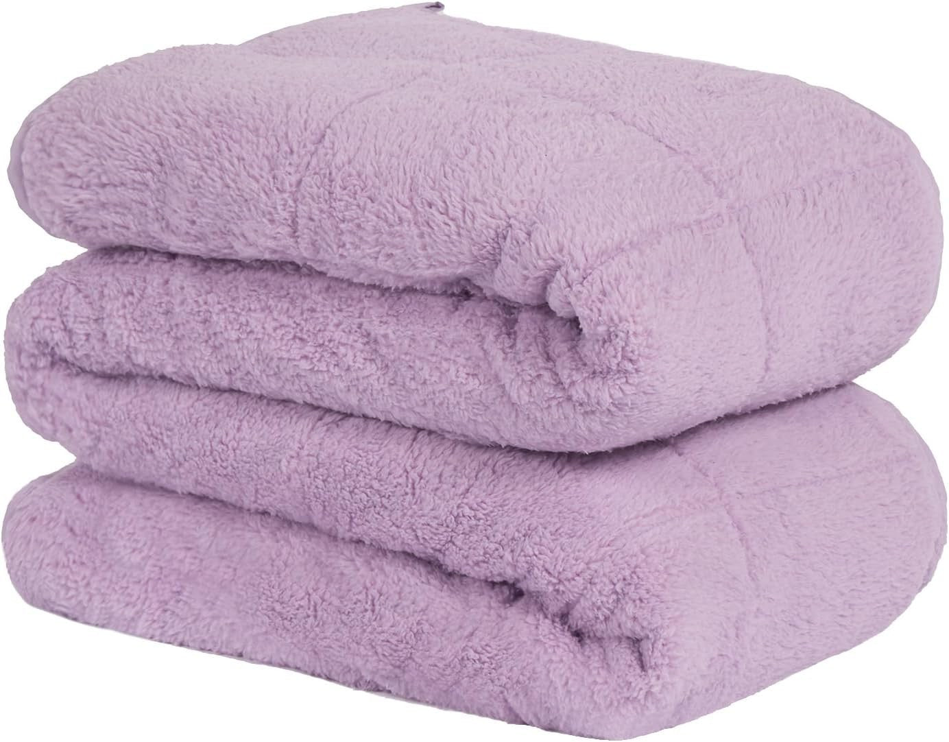 3kg Weighted Blanket 100x150cm Lilac Teddy Fleece Reversible Sleep Aid