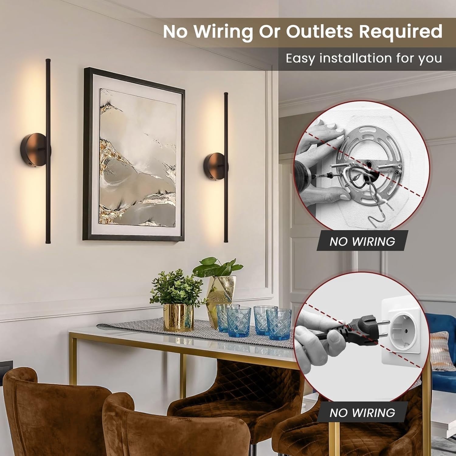 Dimmable RGB Battery Wall Sconces 2-Pack, Remote Controlled LED Lights