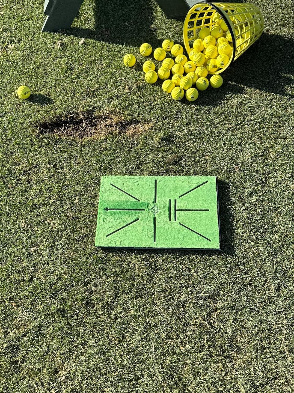 Golf Hitting Mat Swing Path Trainer 35x23cm w/ Replaceable Turf