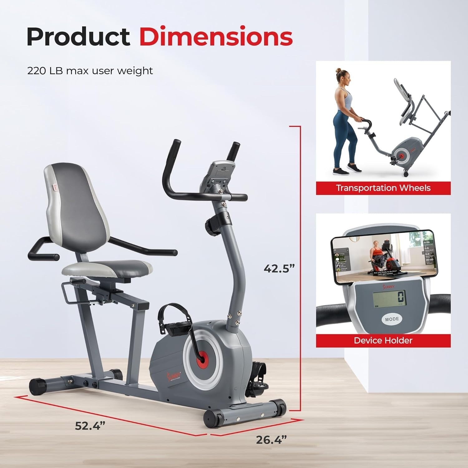 Exercise Bike Magnetic Bluetooth LCD Quiet Adjustable Seat Home Fitness