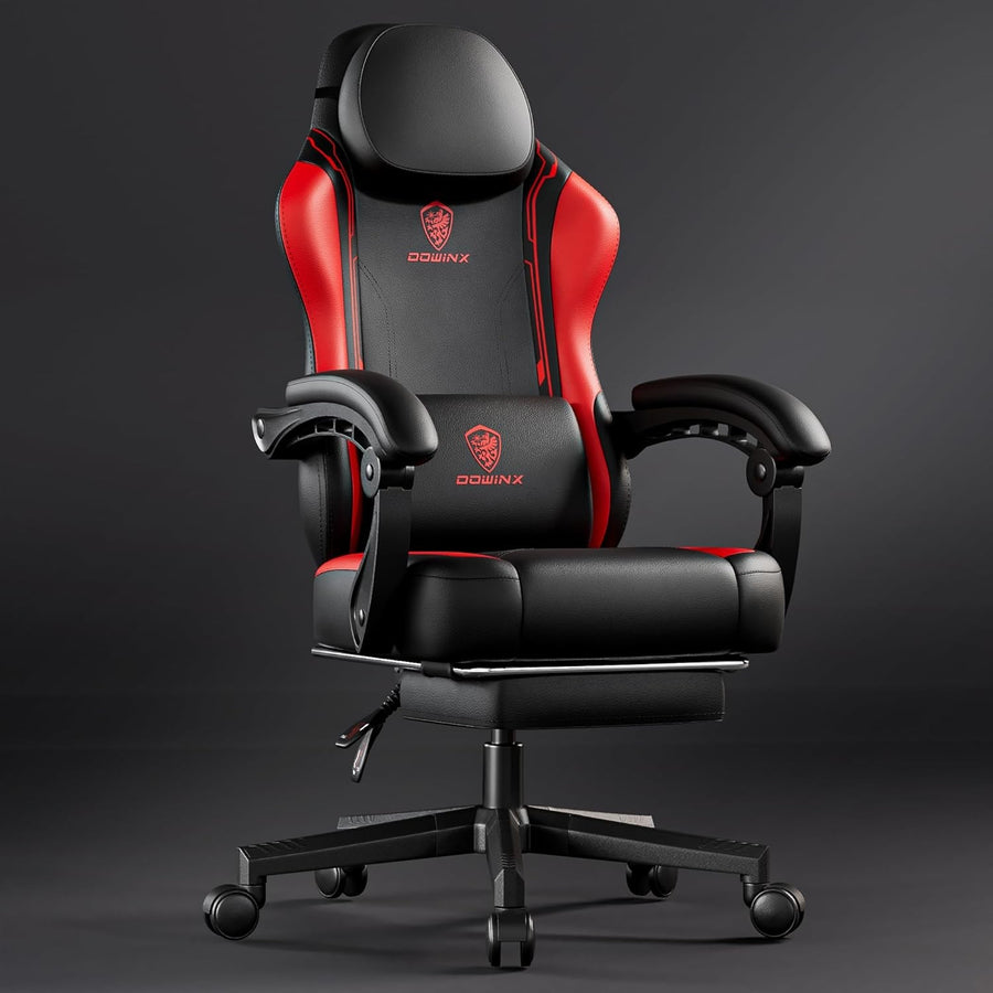 Ergonomic Gaming Chair w/ Pocket Spring Cushion Footrest Massage