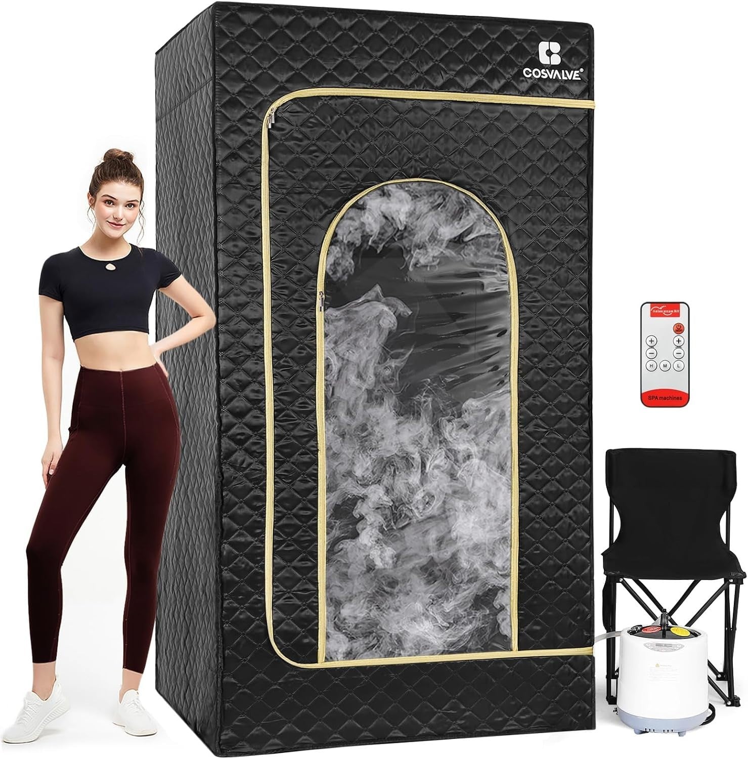 Full Size Portable Steam Sauna Home Spa Box 4L 1600W Fast Heat 16-Level Detox