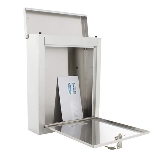 Wall Mounted Stainless Steel Lockable Mailbox Modern Post Box A4 Slot Secure
