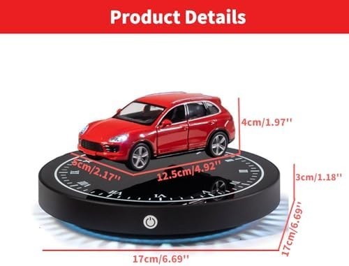 Levitating Car Display, Magnetic Floating 360° Rotating LED Desk Model