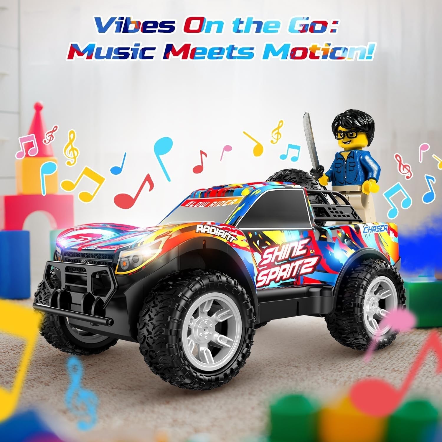 Spray RC Car for Kids 4-8 – LED Lights, Music, Drift & 2 Batteries Included
