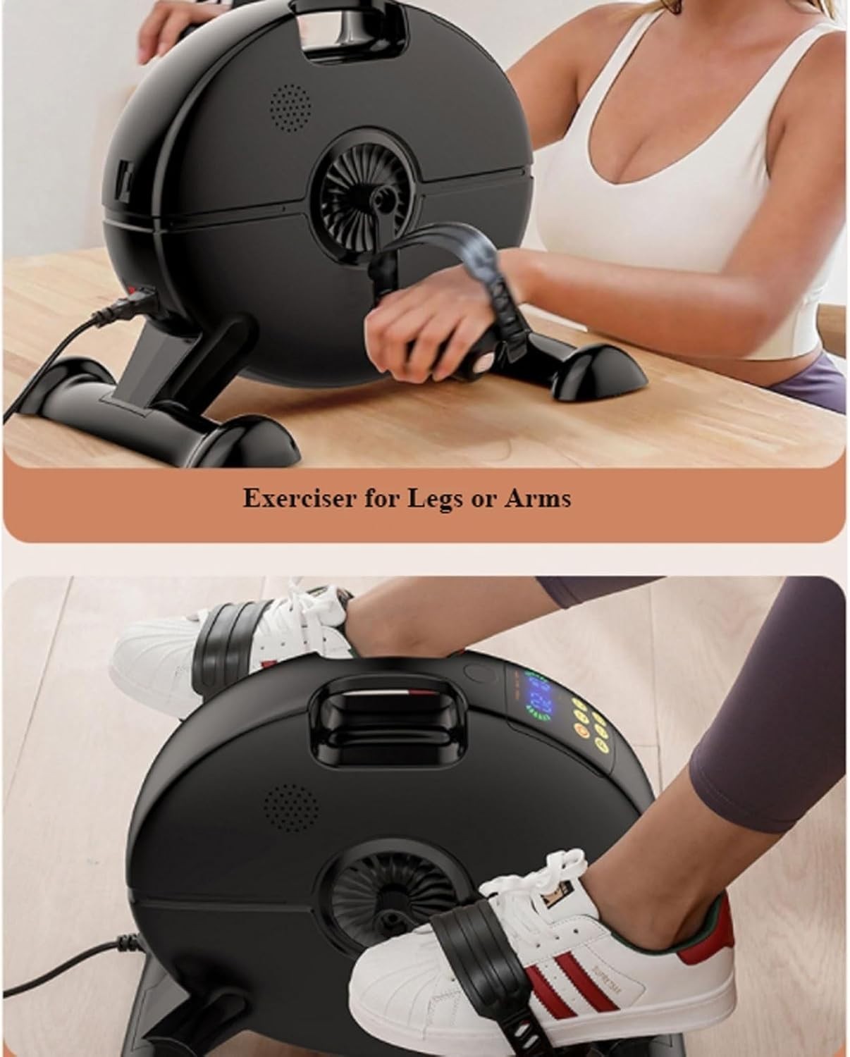 Quiet Electric Pedal Trainer LCD Adjustable Seated Arm Leg Bike