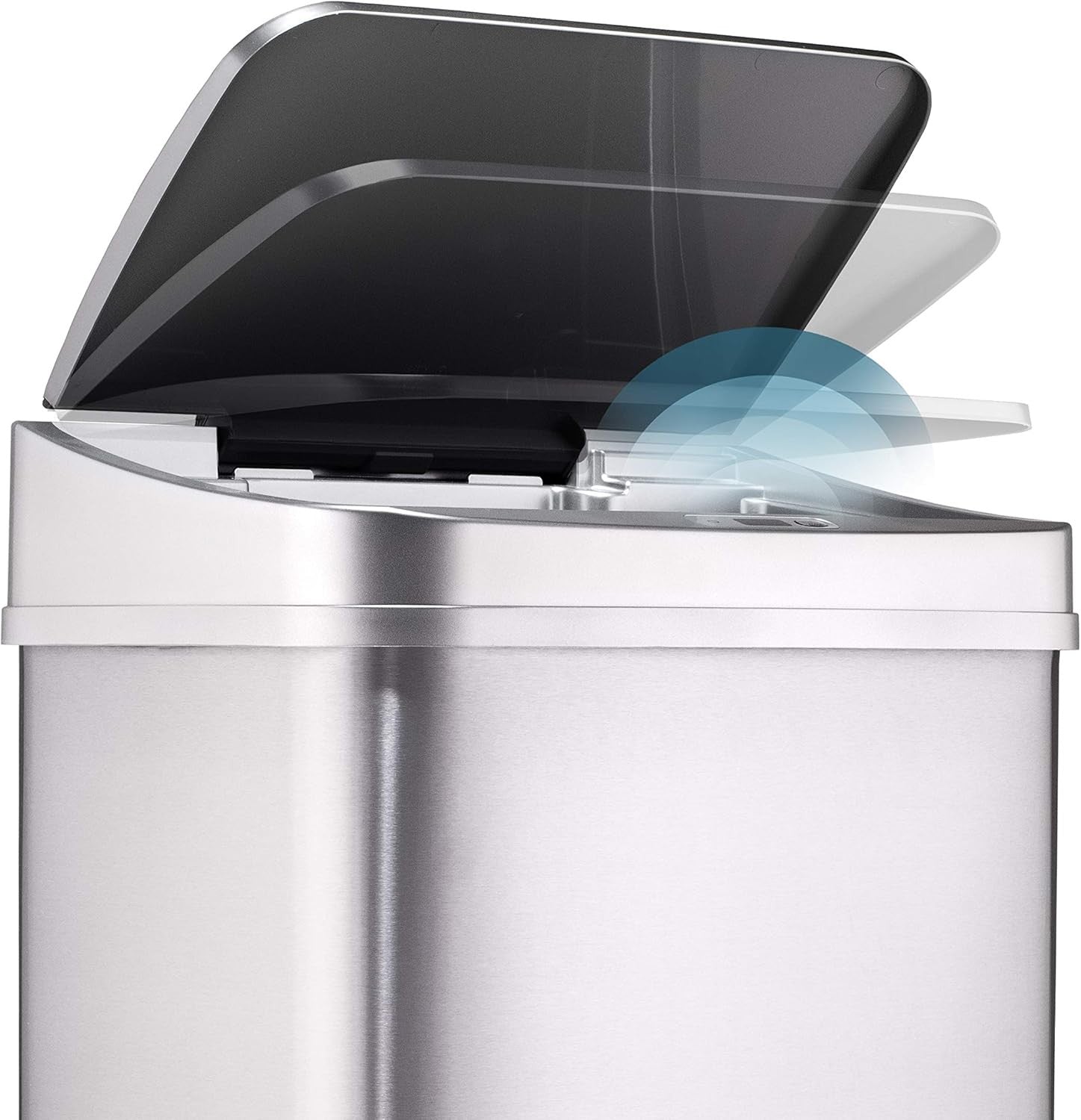 13 Gallon Touchless Motion Sensor Trash Can Silver Trim Lid