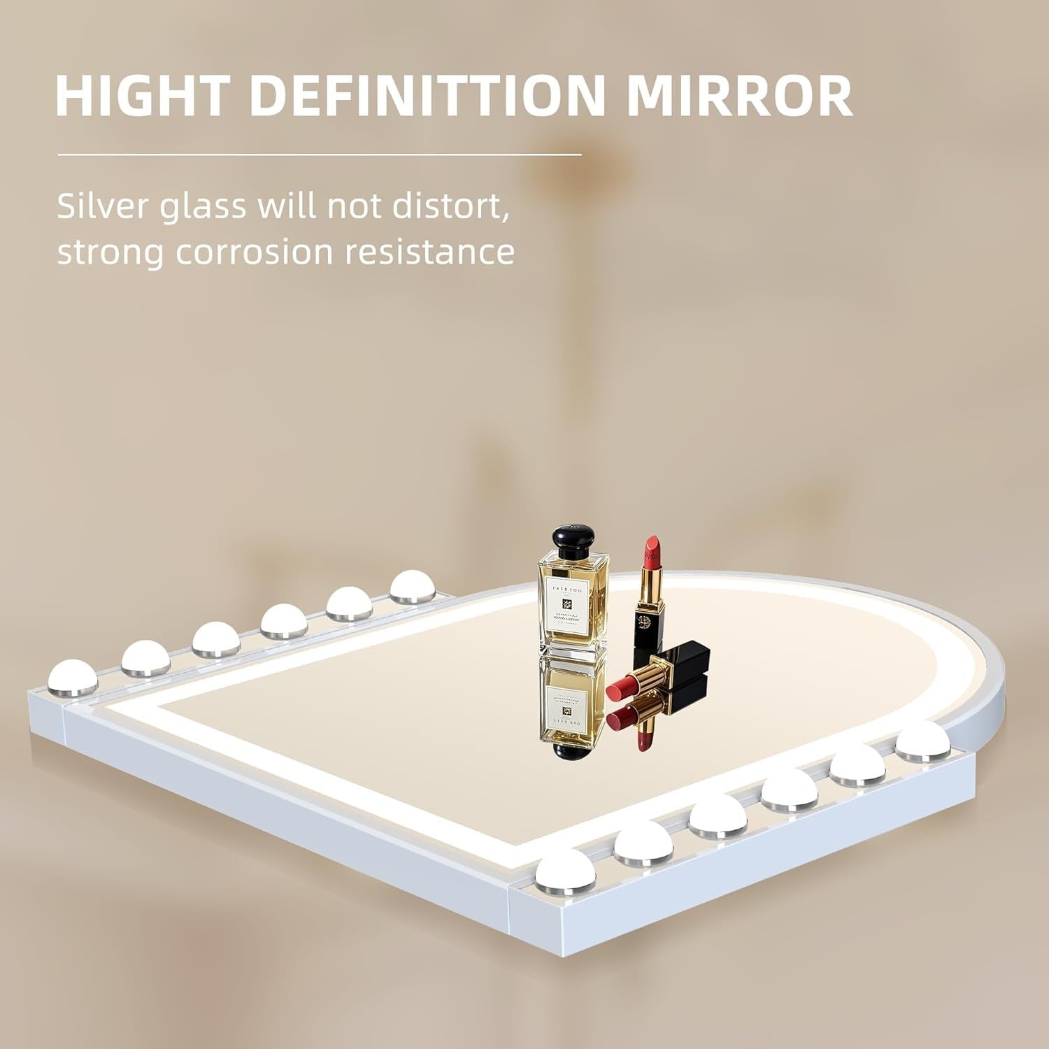 LED Makeup Vanity Mirror with 12 Dimmable Lights, Touch Control, 3 Modes