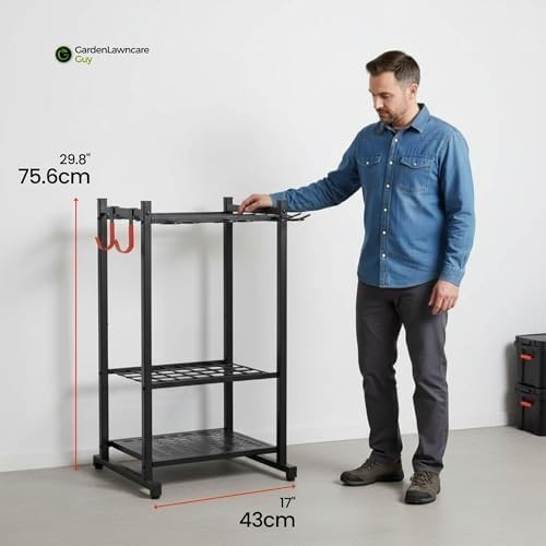 Heavy Duty Garden Tool Rack 50 Tool Storage Alloy Steel Silver