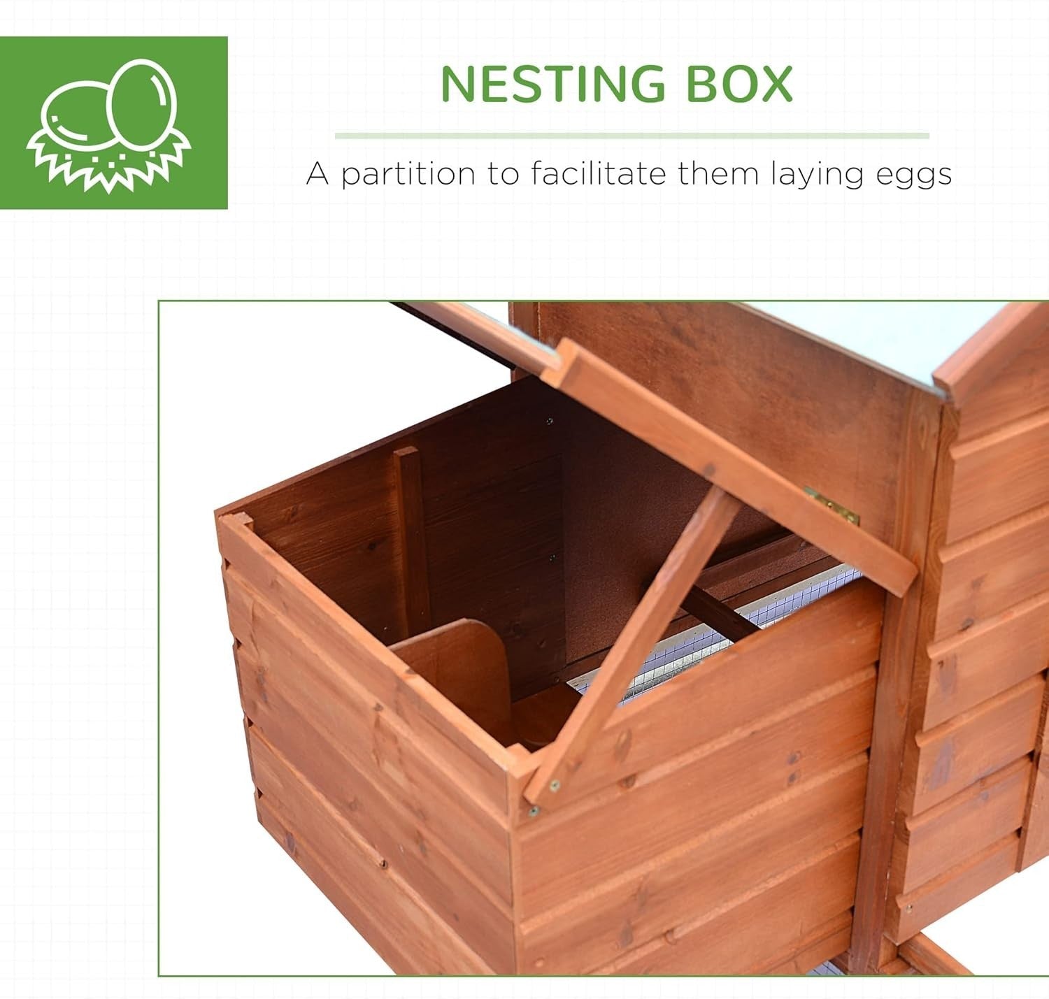 Wooden Chicken Coop with Run Nest Box Easy Clean Tray Outdoor Hen House