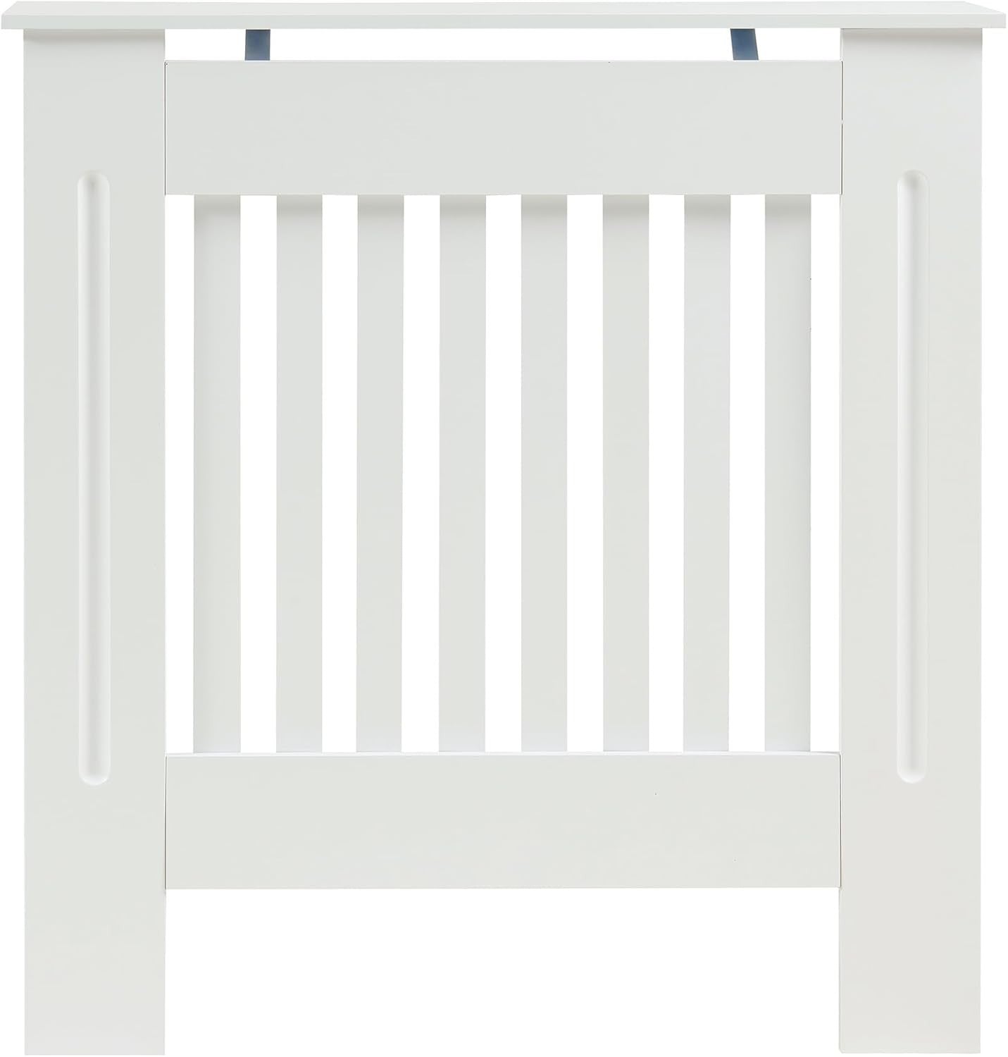 Small White Radiator Cover 78cm Modern Slatted Wood Heating Cabinet Shelf