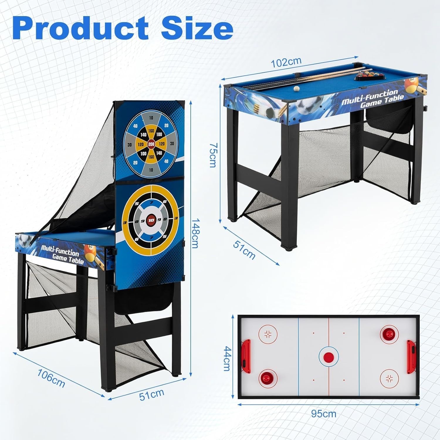 10 in 1 Multi Game Table Air Hockey Pool Ping Pong Basketball Set