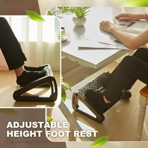 Adjustable Under Desk Foot Rest 6 Heights Ergonomic Massage Office Home