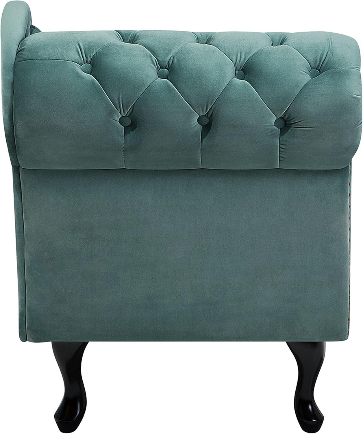 Mint Green Velvet Chaise Lounge Left Hand Tufted Chesterfield Sofa Seat