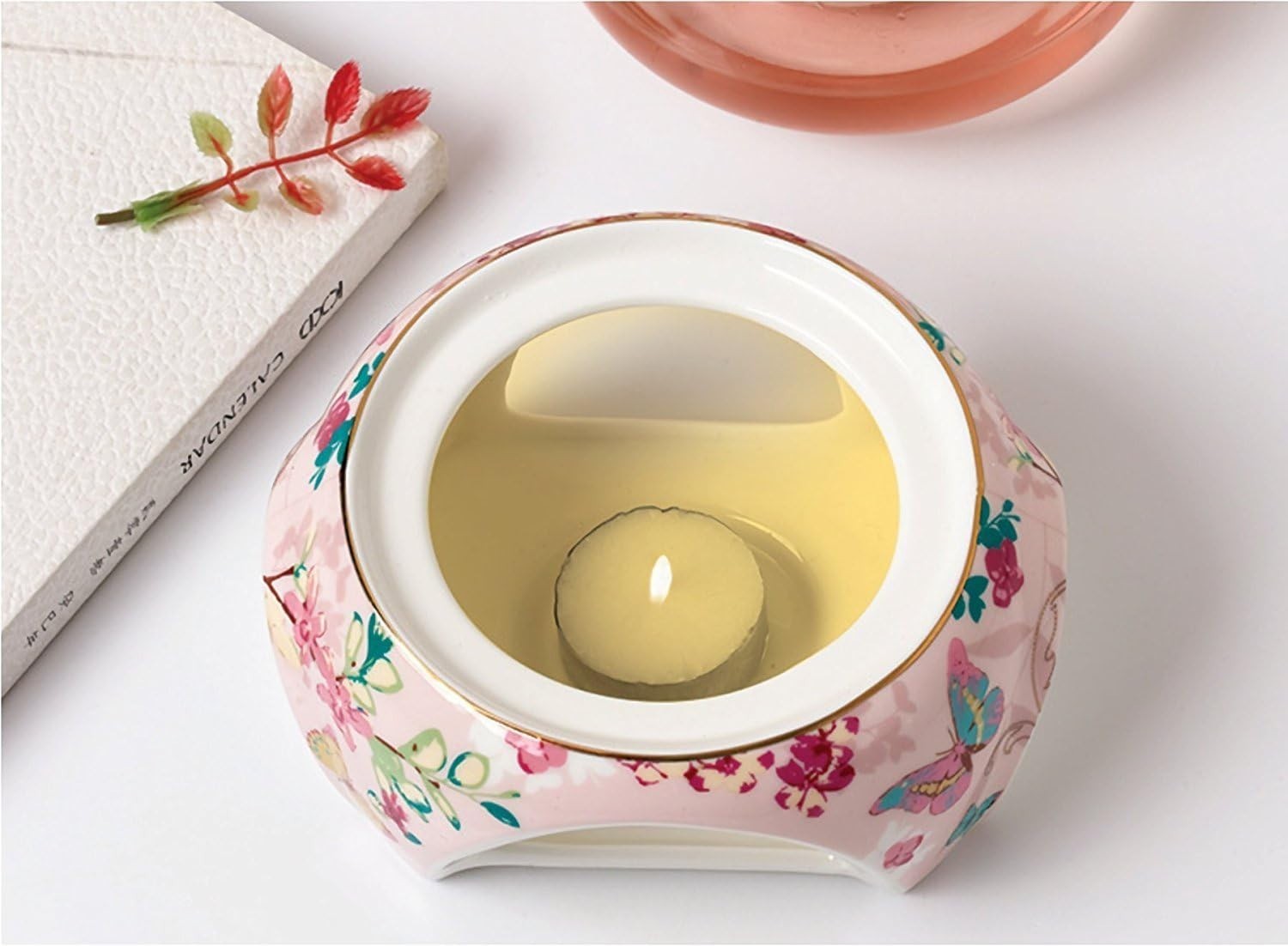 Bone China Teapot with Warmer & Infuser 500ml Butterfly Tea Pot