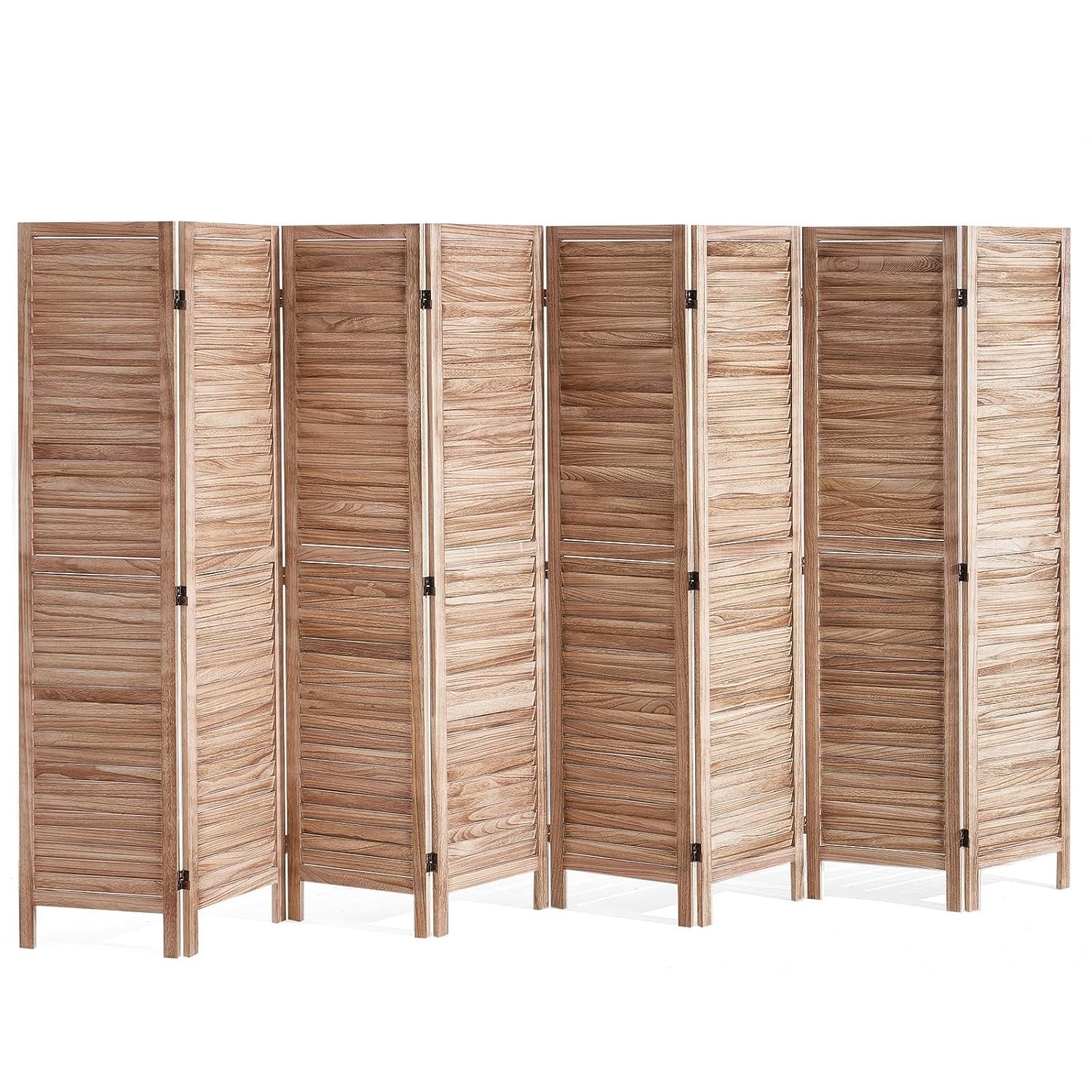 8 Panel Natural Wood Folding Room Divider Privacy Screen 320x170cm