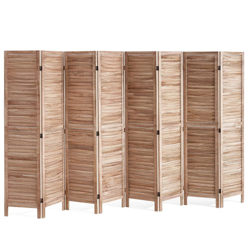 8 Panel Natural Wood Folding Room Divider Privacy Screen 320x170cm