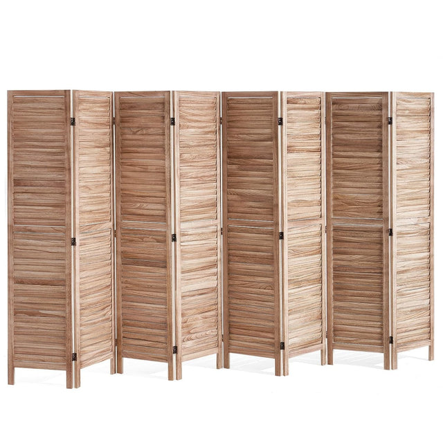 8 Panel Natural Wood Folding Room Divider Privacy Screen 320x170cm
