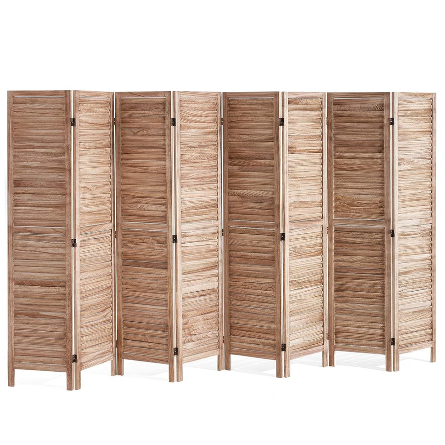 8 Panel Natural Wood Folding Room Divider Privacy Screen 320x170cm