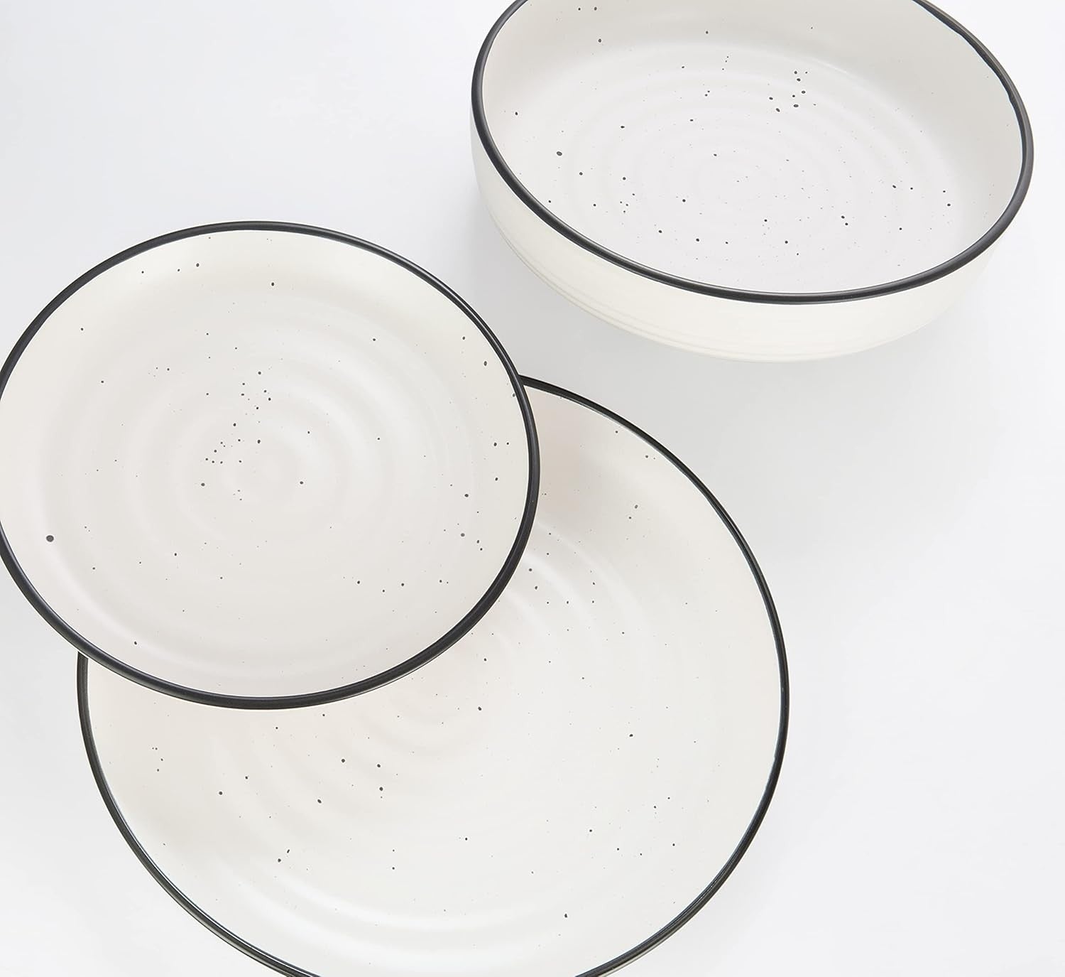 12pc Speckled Stoneware Dinner Set Plates Bowls Service for 4 Dishwasher Safe