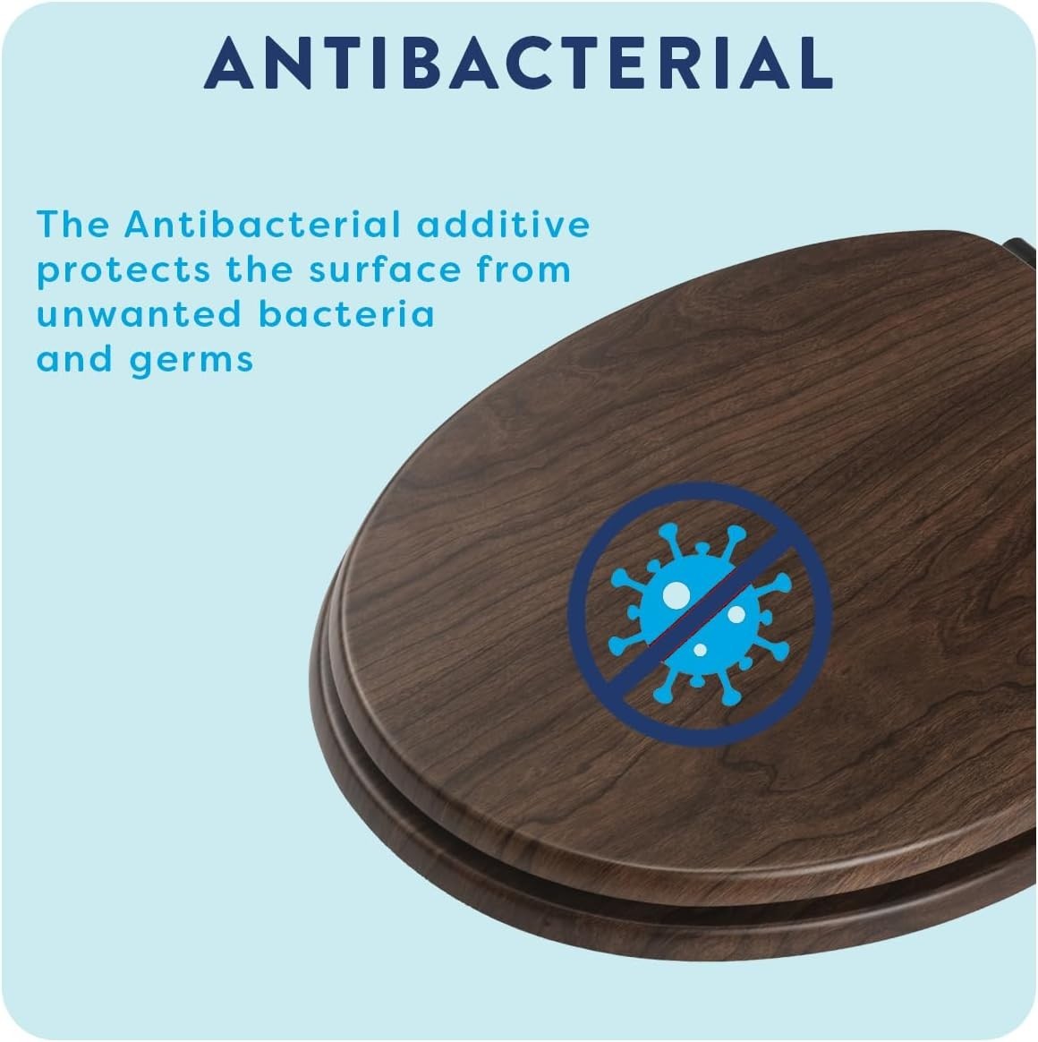 Walnut Wooden Toilet Seat Soft Close Quick Release Antibacterial Durable