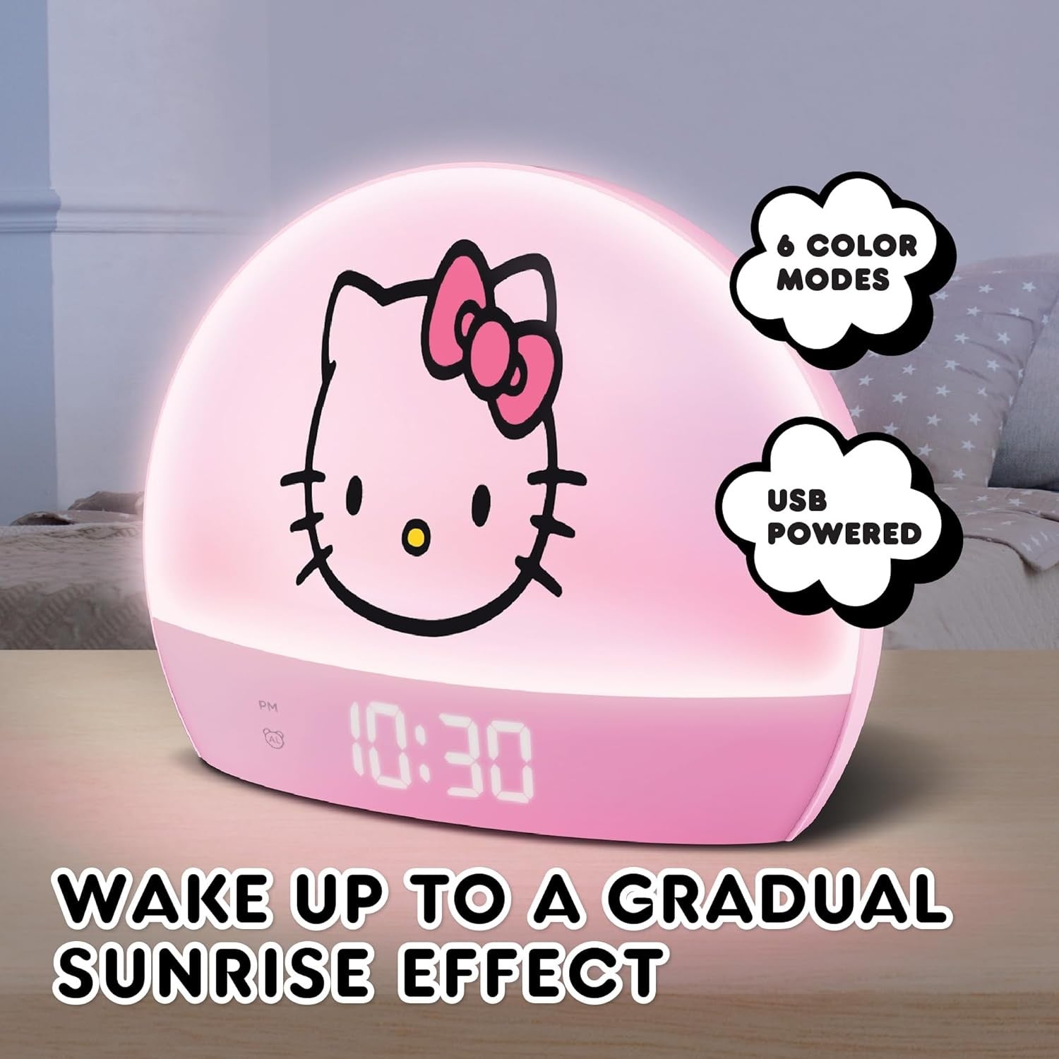 Sunrise Alarm Clock Kids Mint Green LED Night Light USB Digital Snooze