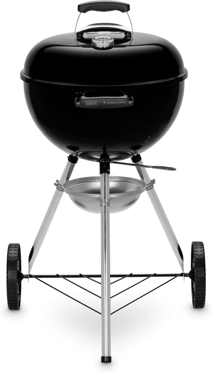 Charcoal BBQ Grill Set of 2 with Lid Thermometer & Wheels