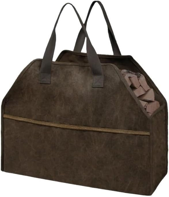 Heavy Duty Canvas Log Carrier Bag Firewood Holder Tote | Large Capacity