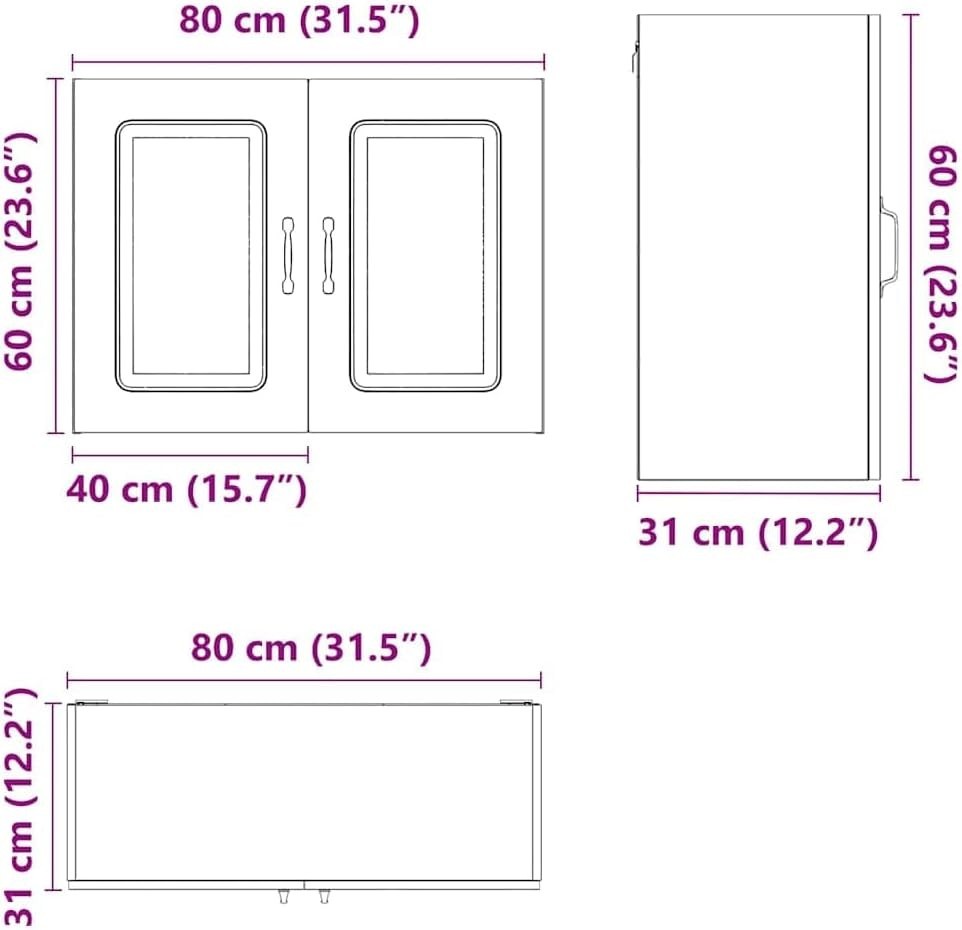 Wall Cabinet Oak Finish 80x31x60cm | Modern Kitchen Storage Unit