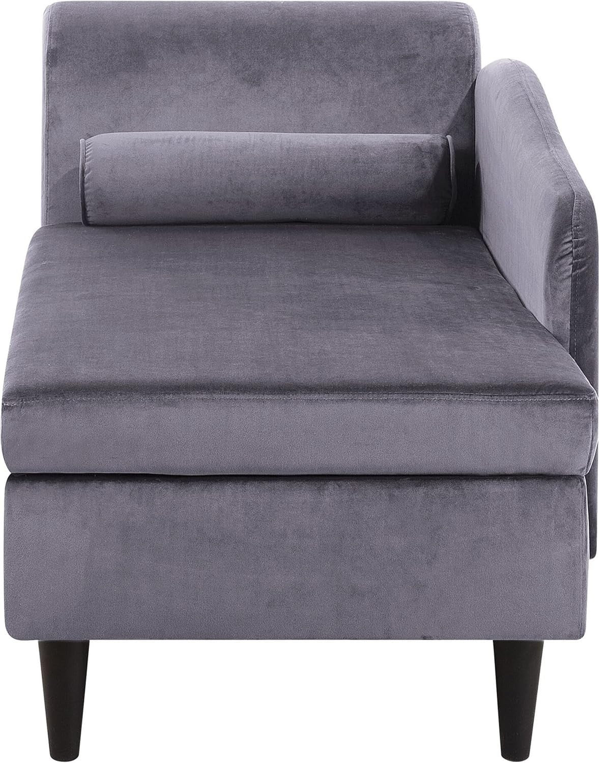Left Hand Velvet Chaise Lounge w/ Storage Dark Grey Sofa Seat Elegant