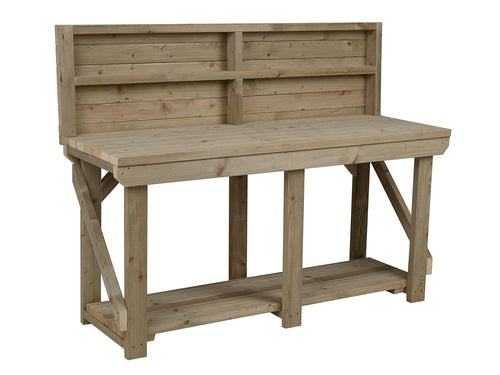 6ft Heavy Duty Workbench with Back Panel – Pressure Treated Indoor/Outdoor Table