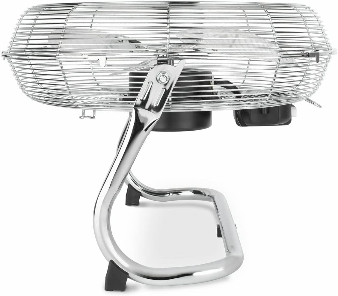 45cm Metal Floor Fan – Chrome High-Speed 3-Speed Adjustable Tilt Powerful 100W