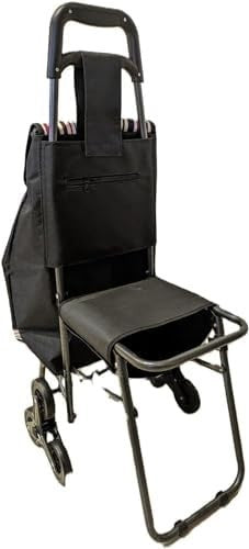6-Wheel Folding Stair Climber Trolley Cart with Seat & Waterproof Bag