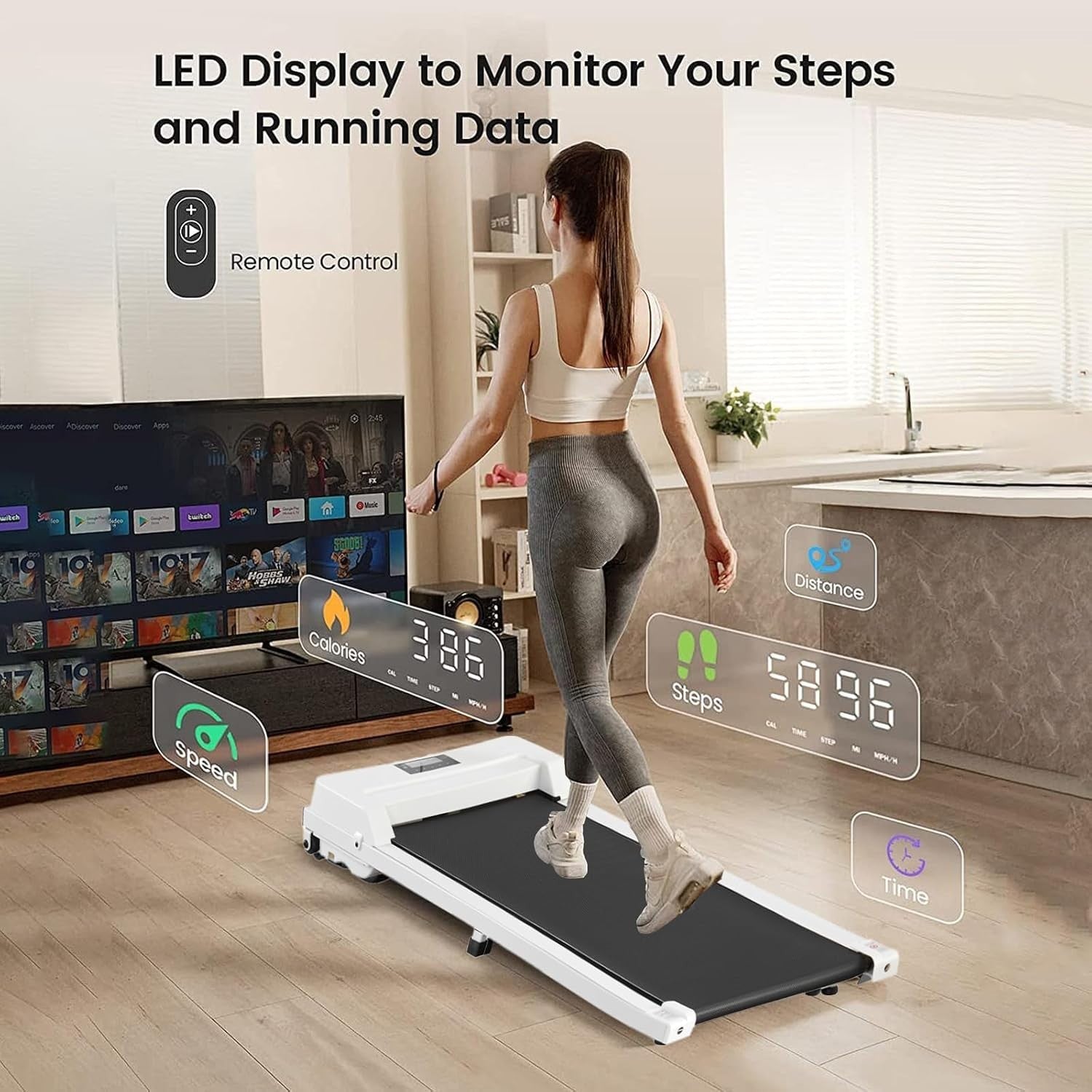 Under Desk Treadmill 2.5HP Foldable Walking Pad Home Office Fitness