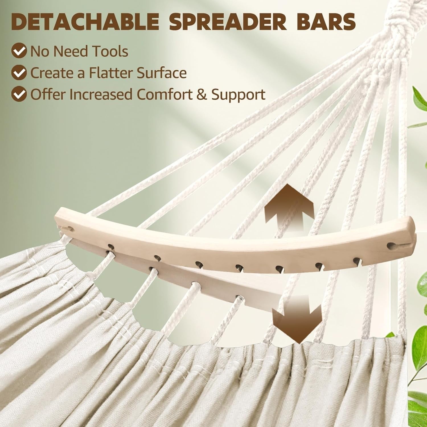 Luxury Cotton Hammock with Pillow & Spreader Bar 300kg Outdoor Garden Patio