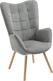 Grey Wingback Accent Chair Lounge Armchair for Reading Bedroom Office