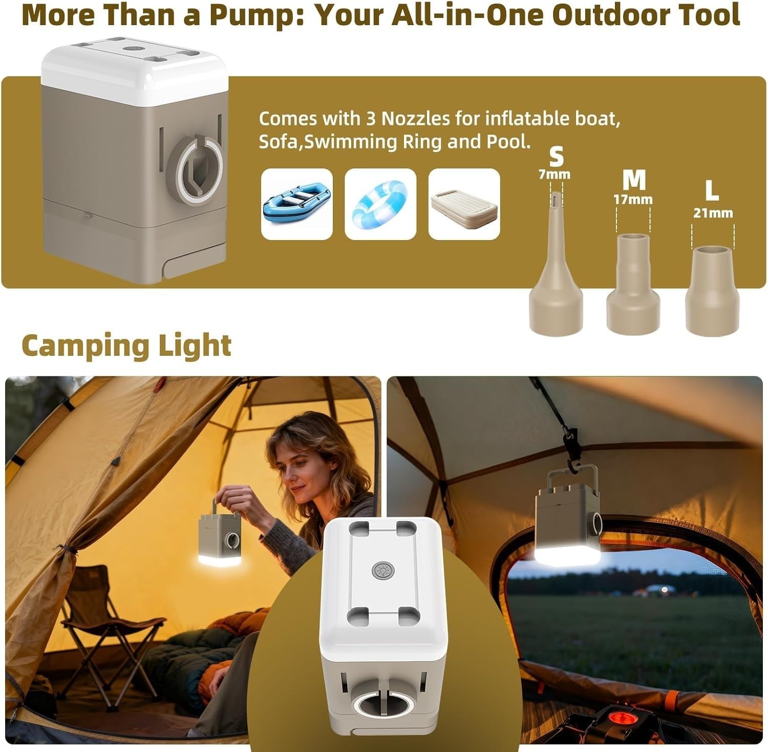 Single Inflatable Air Mattress with Built-in Battery Pump & Pillow