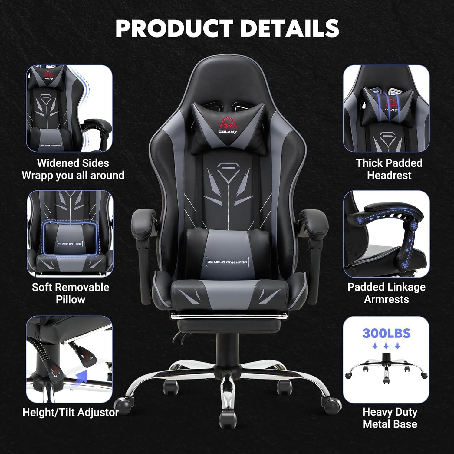 Gaming Chair High Back Footrest Swivel Recliner Office PC Video Gamer Seat