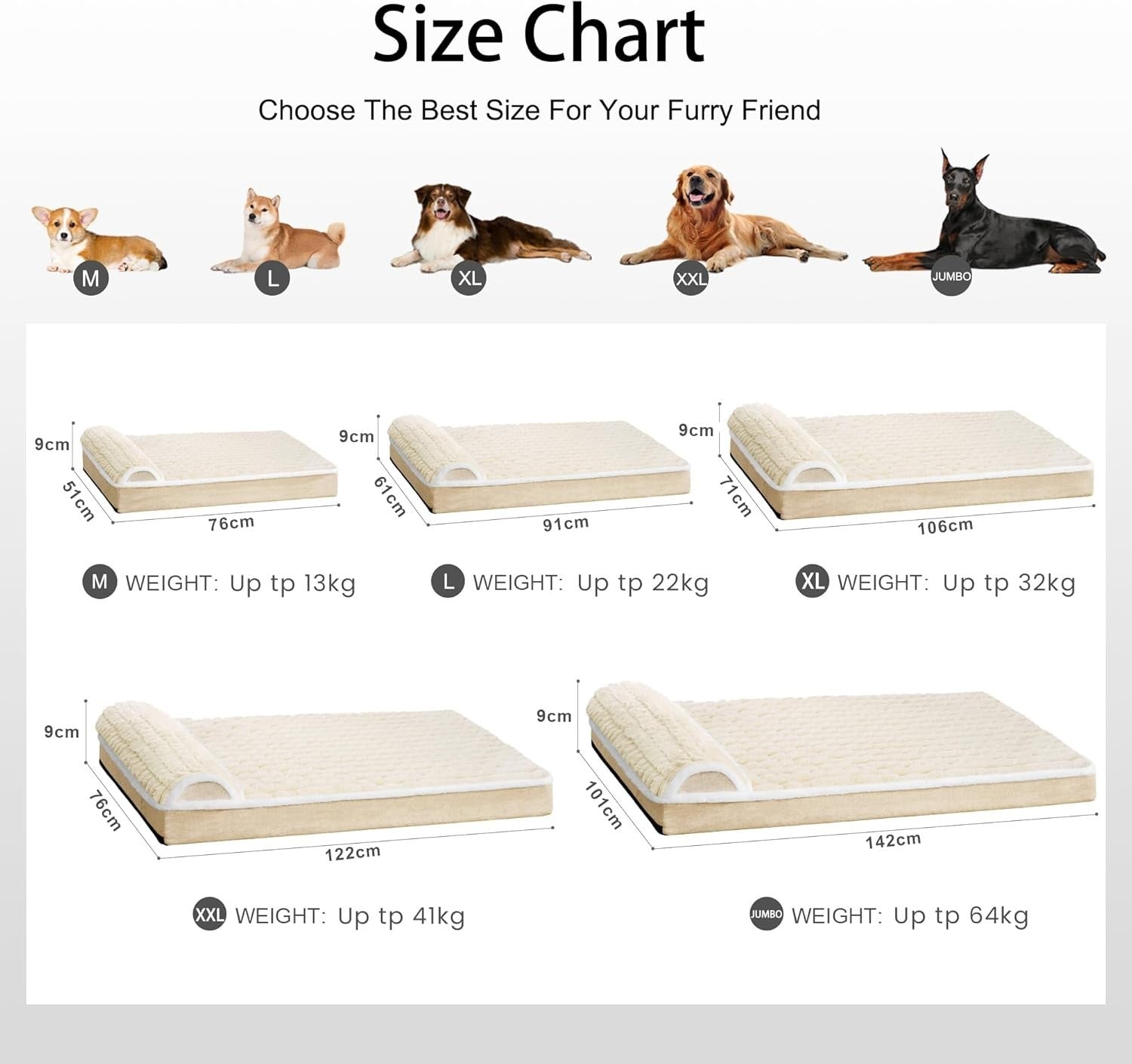 Extra Large Orthopedic Dog Bed 142x101cm Waterproof