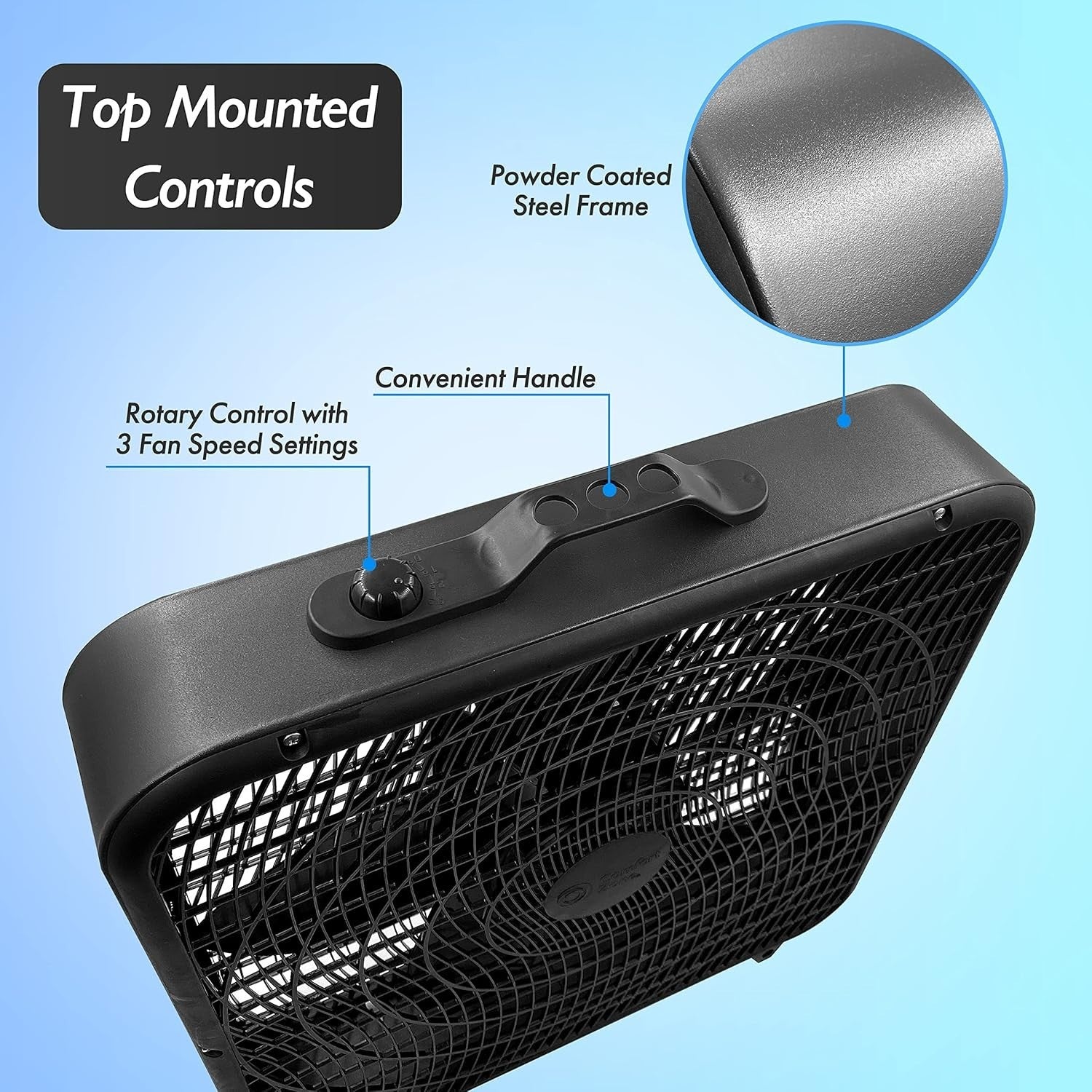 20" Box Fan – 3-Speed High Velocity Adjustable Tilt Quiet Cooling for Home & Gym