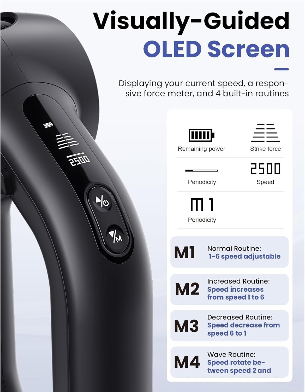 Heated Deep Tissue Massage Gun 16mm Percussion Muscle Therapy OLED 8 Heads