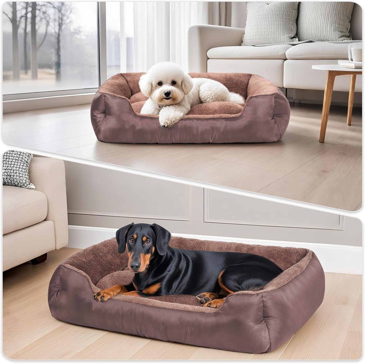 Extra Large Dog Bed 110x90x25cm Washable Calming Non Slip Brown