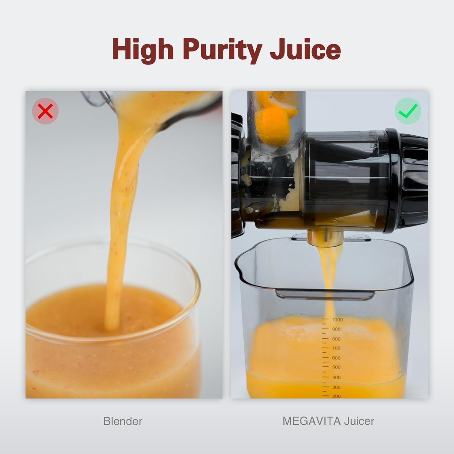 Cold Press Juicer BPA Free Slow Masticating 200W High Yield Red Quiet Touch