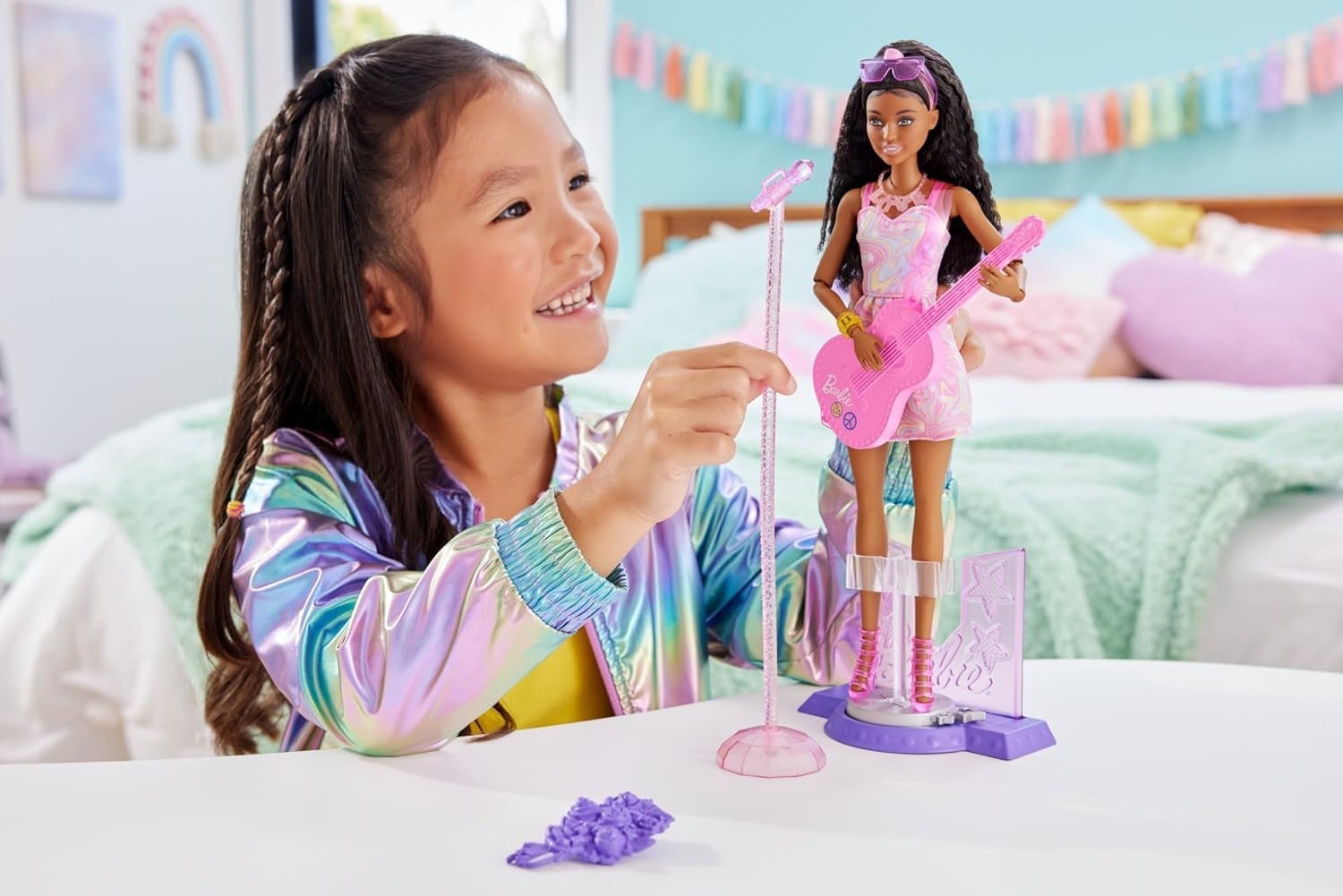 Pop Star Fashion Doll Stage Playset 10 Accessories Spinning Performance