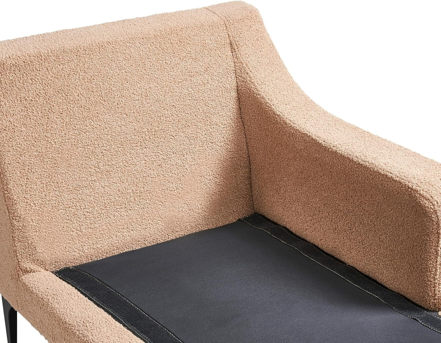 Left Hand Chaise Lounge Boucle Upholstery Beige | Cushions, Metal Legs
