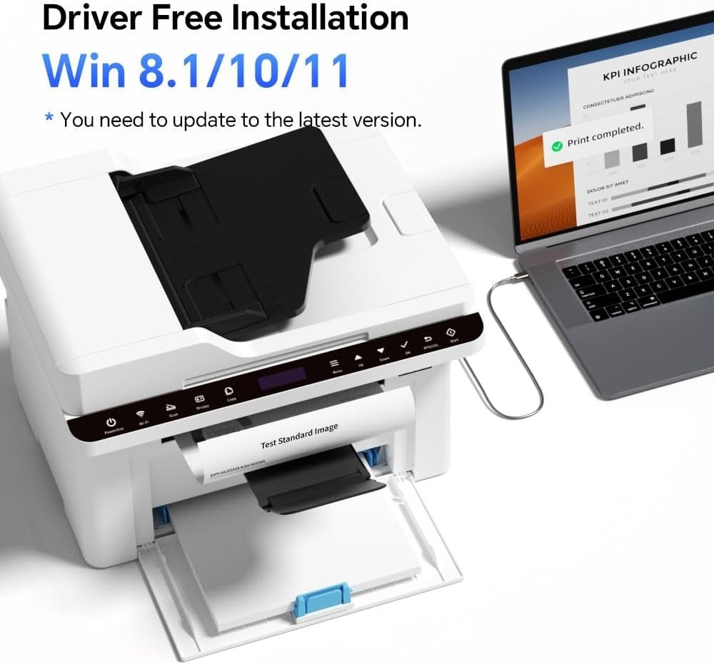 Wireless Monochrome 3-in-1 Laser Printer White A4 20ppm ADF USB Wi-Fi