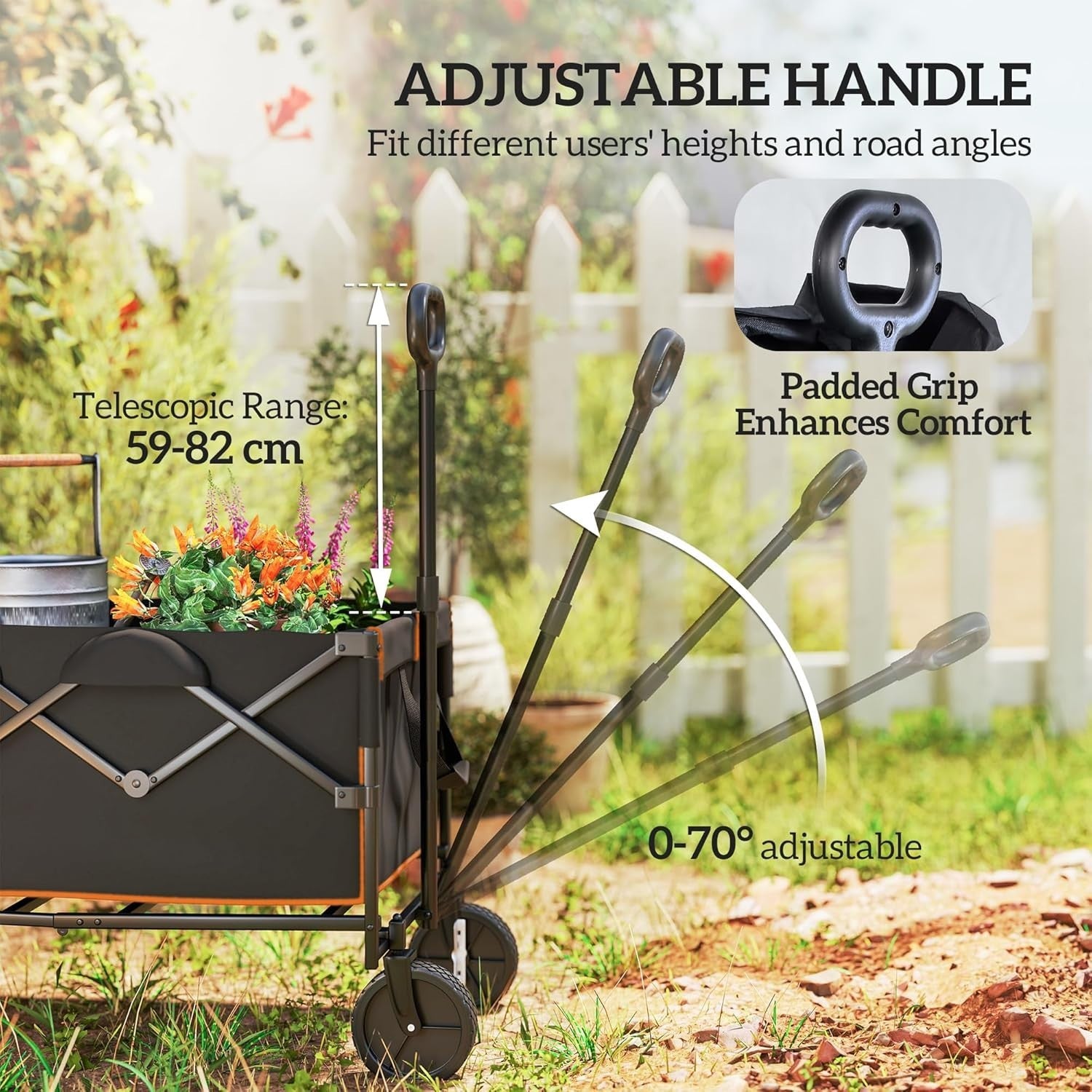 160L Folding Festival Trolley 100kg Heavy Duty Wagon w/ Tailgate & Bag